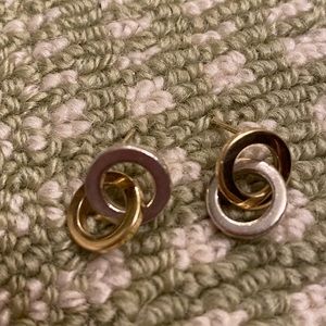 Tiffany Co interlocking circle silver 18k earrings